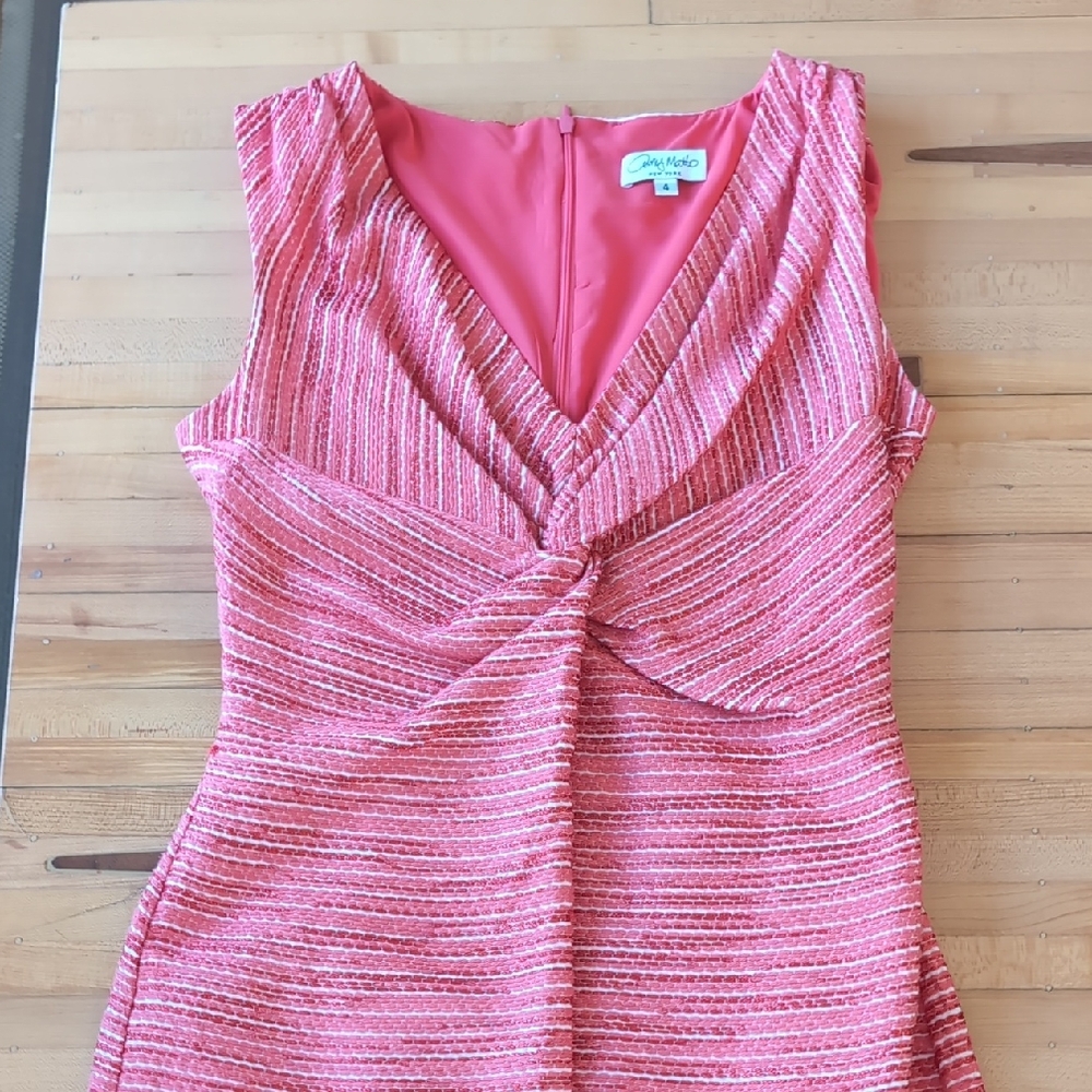 Amy Matto Coral Pink Twist-Front Midi Dress